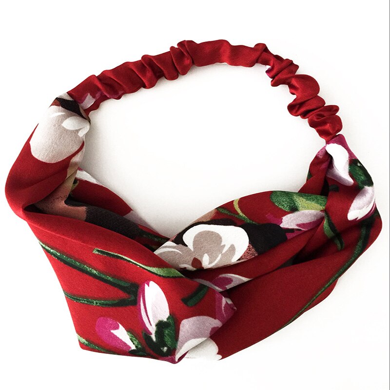 1pc retro kors turban bandasje bandanas hårbånd bohemiske hårbånd print pannebånd hår tilbehør hodepakke for gravide kvinner: Rød