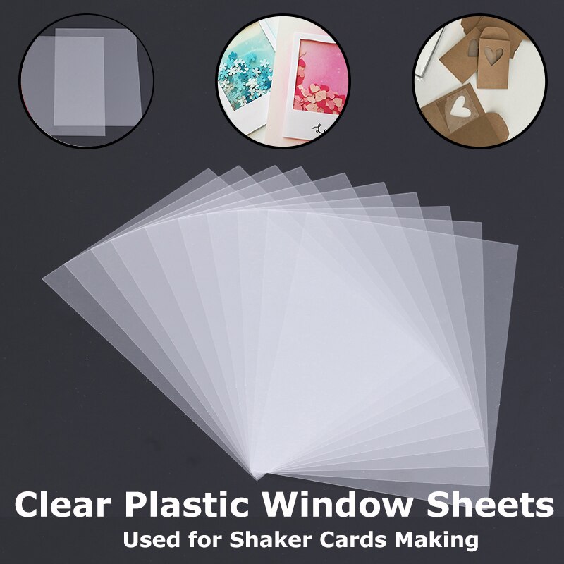50pcs/lot Clear Plastic Window Sheets and Adhesive Double-sided Adhesive Foam Strips for DIY Shaker Cards Making 11*16cm
