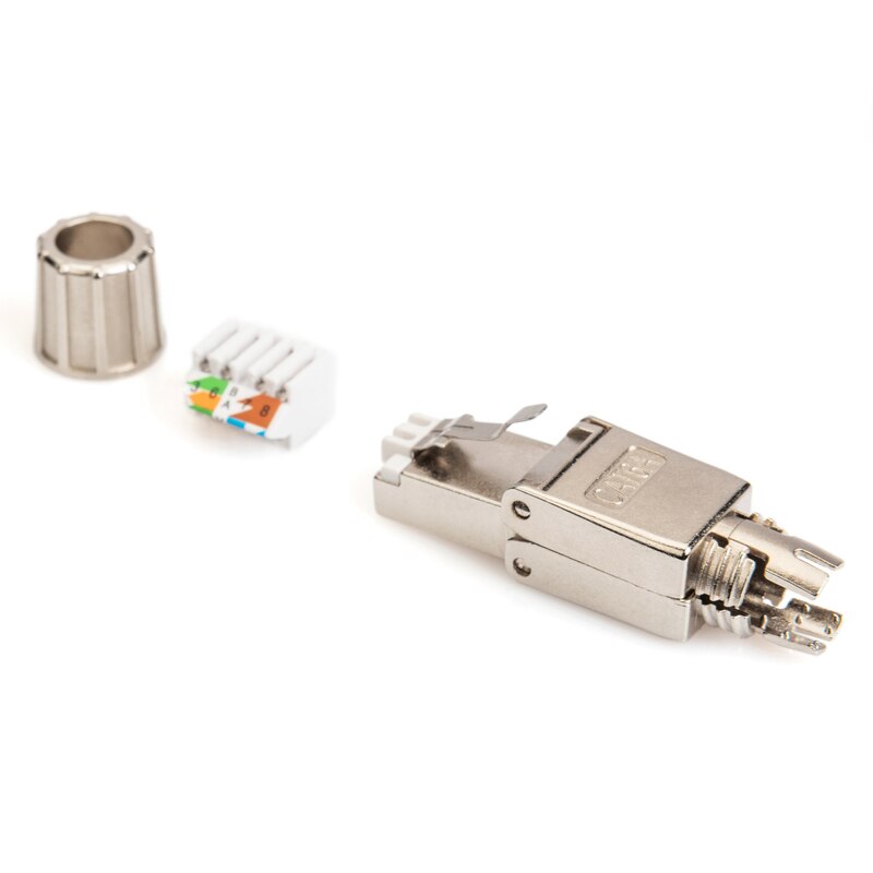 Conector de campo RJ45 8P8C Cat 6A Cat7, enchufe de terminación completamente blindado, enchufe Modular sin herramientas para Cables de instalación sólidos 23AWG