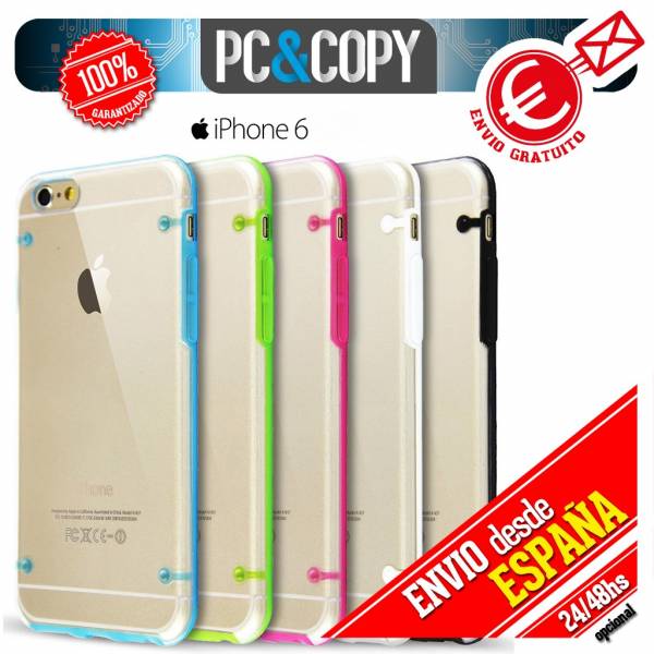 Funda hibrida policarbonato rigida con marco TPU de colores para iphone 6 6S