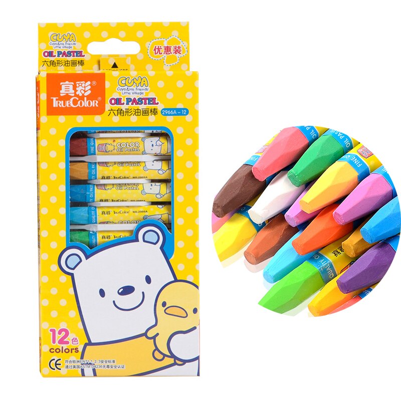 12 Color oil pastel set artist painting oil pastel pencil for primary school students painting sketch art supplies: Default Title