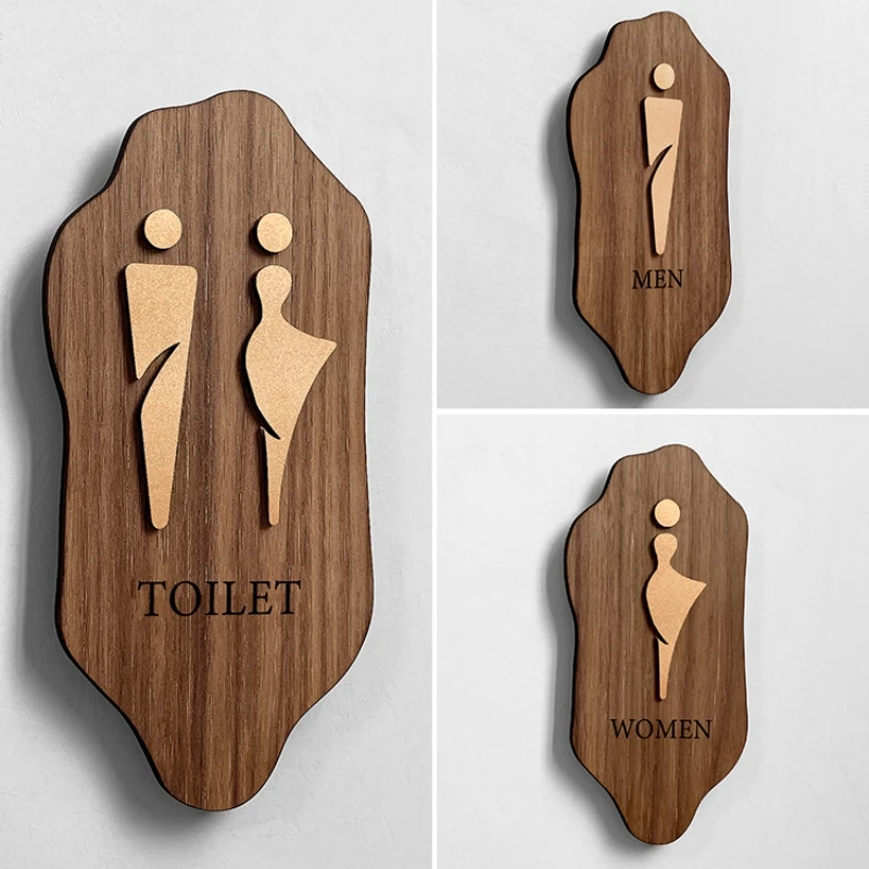 Houten bewegwijzering Toiletbewegwijzering voor heren en dames Deurbord Openbare badkamer Instructiebord Luxe hotel WC Toiletmuursticker