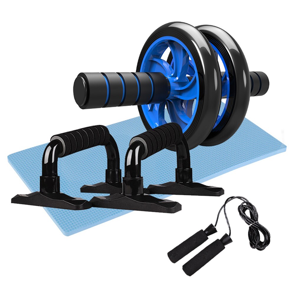 5in1 AB Wheel Roller Kit Push-ups Stands Abdominal Press Wheel Pro w/ Push-UP Bar Jump Rope Knee Pad abs workout for Home Gym