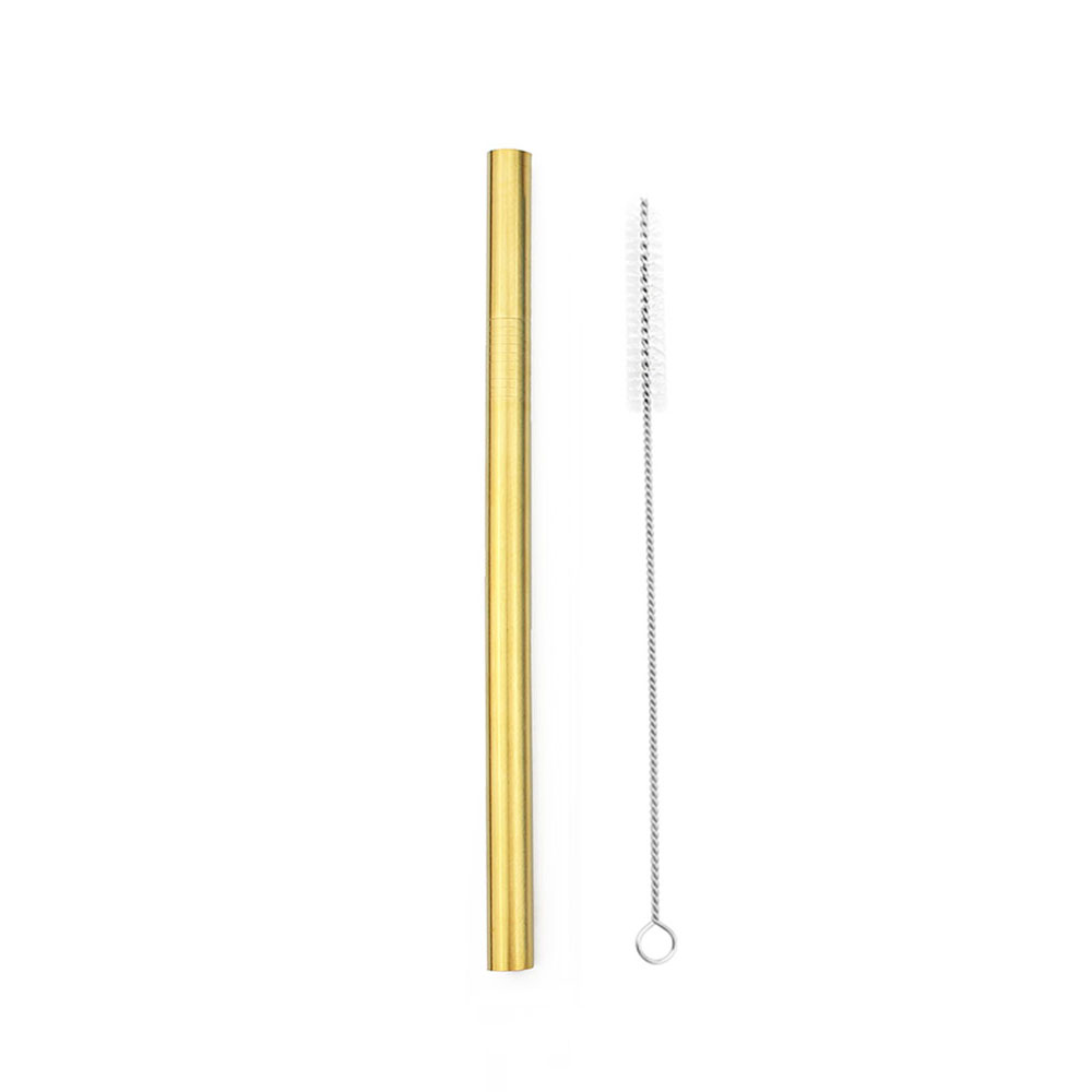 Tubuli Metall Stroh Rosa Edelstahl Stroh Wiederverwendbare Trinkhalme 12mm Smoothies Tapioka Perlen Abgeschrägte Bar Party 1Pc: Gold