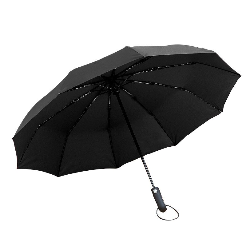 Paraguas plegable automático superresistente al viento para hombre, paraguas de negocios, automático, de plástico negro, color thre: Black