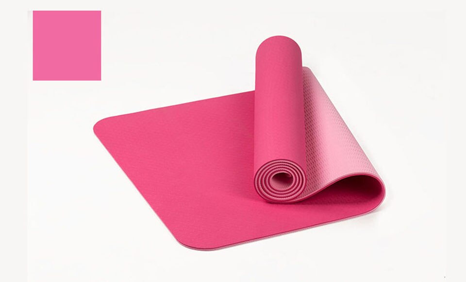 183*61Cm 6Mm Dikke Dubbele Kleur Antislip Tpe Yoga Mat Oefening Sport Mat Voor fitness Gym Thuis Smaakloos Pad: Roze