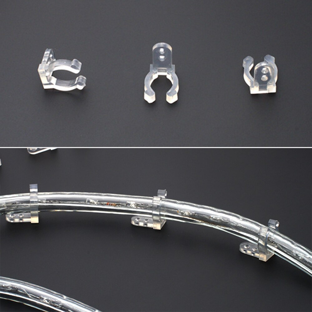 Led Strip Clips Voor 110V 220V 14Mm Ronde 2-Draad Neon Licht Flexibele Plastic Gesp Verlichting accessoires 5/10Pcs