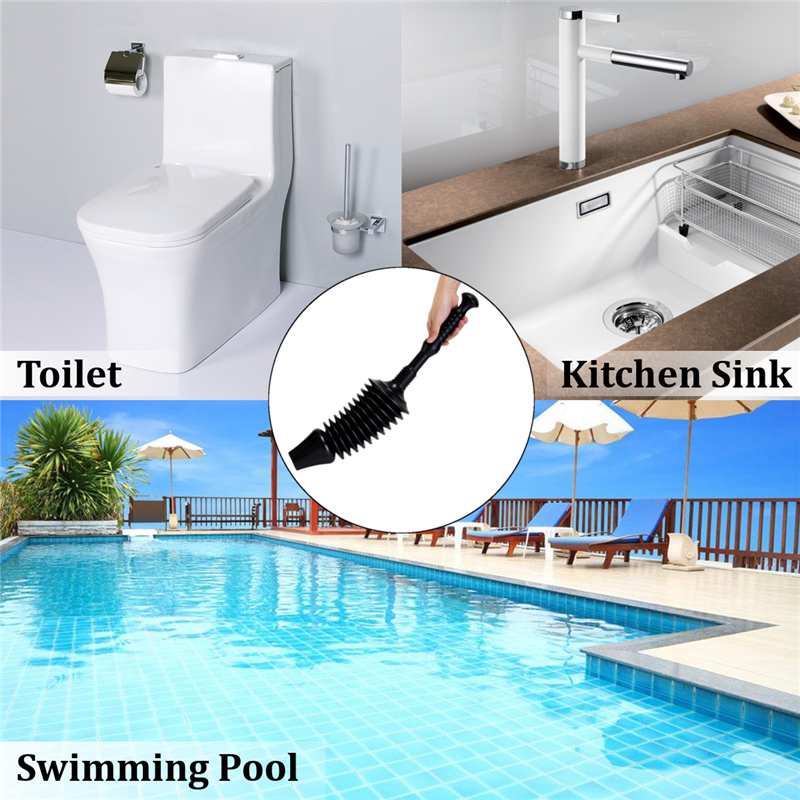 Black Rubber Head Plastic Handle Detachable Heavy Toilet Plunger Toilet Suction Powerful Toilet Suction Sewer Pipe Dredger