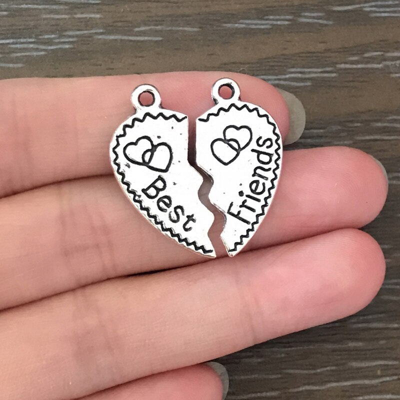 10pcs Best Fascino Amici di Fascino Della Boemia Della Lega di Figura Del Cuore Best Freinds Fascino per Best Amici Regali di Gioielli FAI DA TE