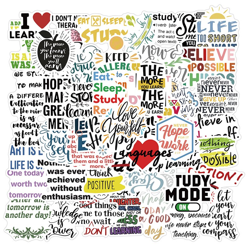 50 sztuk angielskie litery inspirujące cytaty naklejki dla laptop deskorolka kask naklejki zachęcają robić nauki naklejki