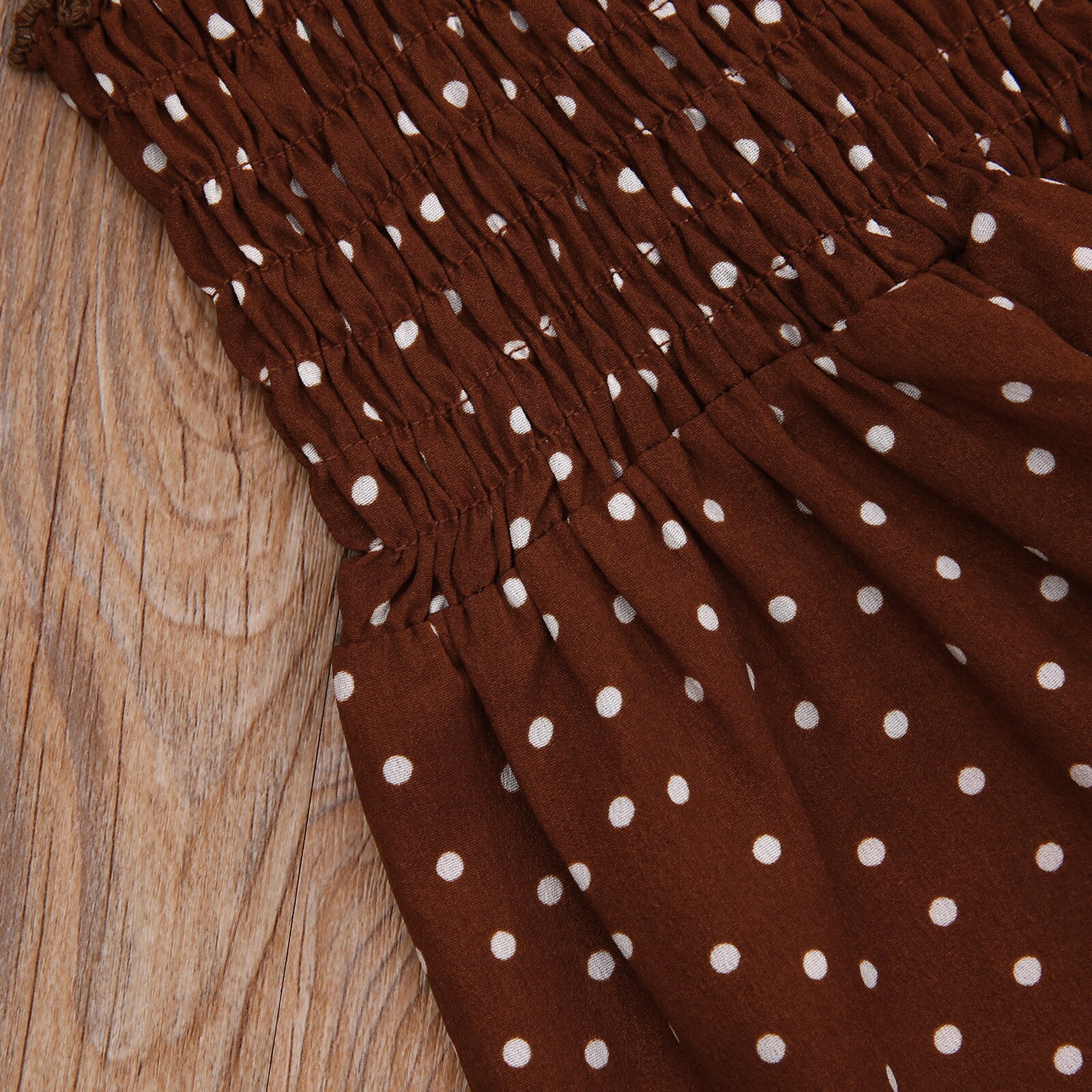 Meisje Zomer Jarretel Jumpsuit Verse Polka Dot Ruches Boothals Een Stuk Lange Broek