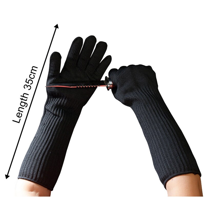 2PCS Long Sleeve Anti-cutting Steel Glove for Protective Hand