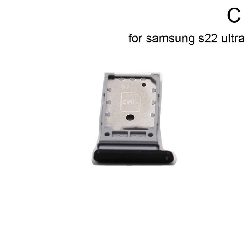 Sd Sim Card Trays Voor Samsung Galaxy S22 Serie Mini Telefoon Kaarthouder Sim Chip Reader Card Slot Houder Lade zilver Zwart Q5S2: S22 Ultra black