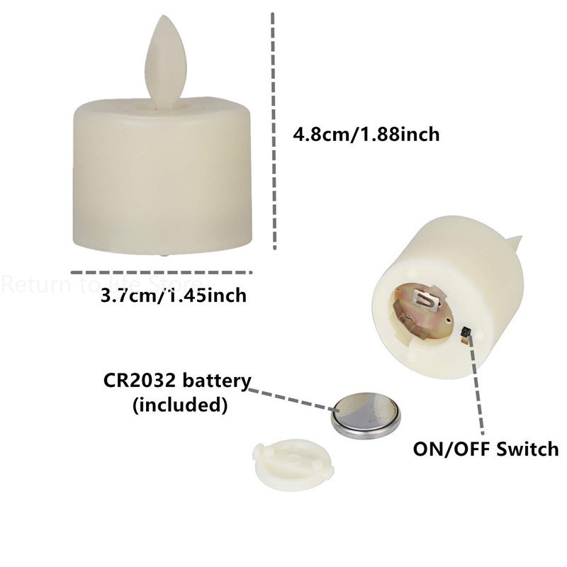 Fjernstyrte ledet-elektriske stearinlys batteridrevne flammeløse stearinlys flimrende hvitt lys bevegelig flamme skrivebordsdekor