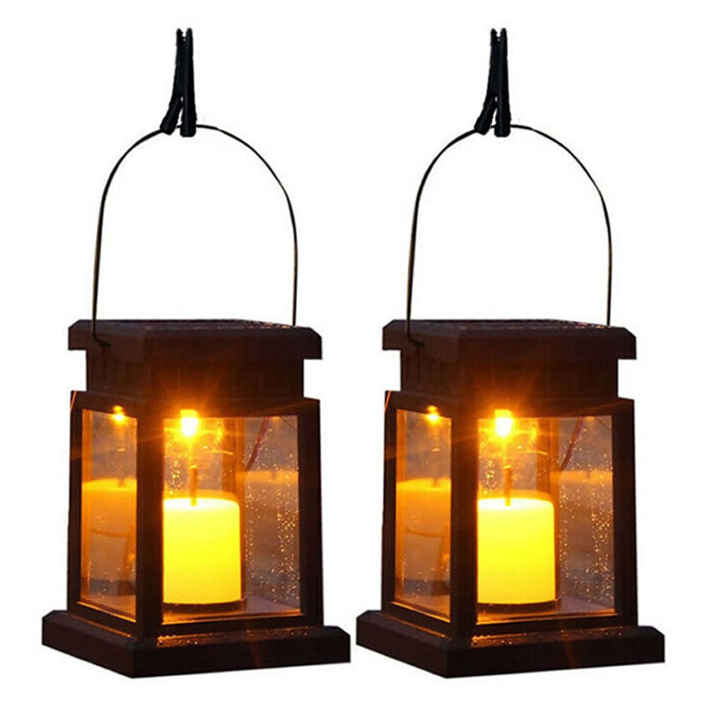 2pcs Solar Candle Hanging Lamp Outdoor LED Light Waterproof Flame Lamp Garden Tree Decor Solar Powered Hanging Candle Lantern: Default Title