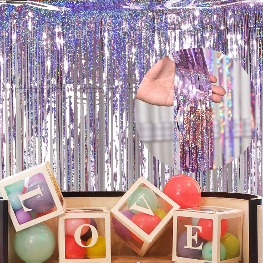 Glitter Curtain Foil Backdrop Birthday Party Wedding Decoration Background Party Wall Decoration Tassel Rain Silk Curtain