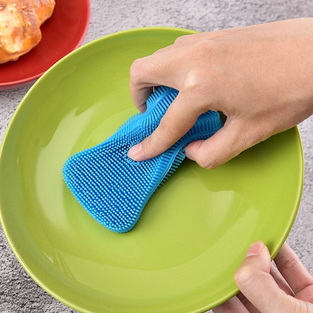 Cleaning Tool Double Sided Silicone Dishwashing Brush Soft Reusable Washing Cleaning Brushes Flexible Cleaning Brush Kitchen