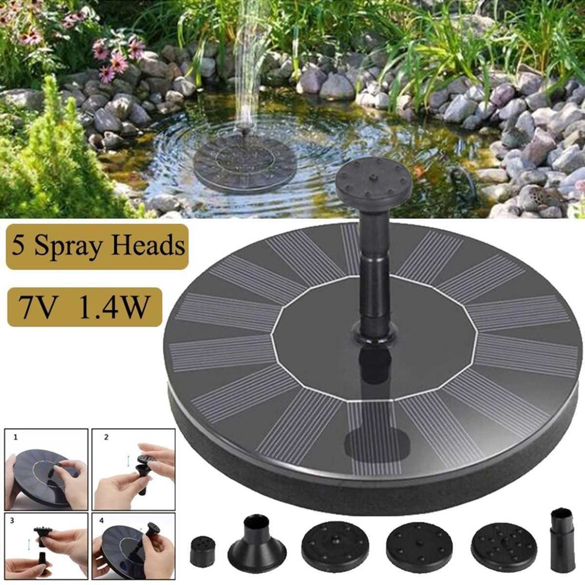 7V Solar Fountain Watering kit Power Solar Pump Pool Pond Submersible Waterfall Floating Solar Panel Water Fountain For Garden
