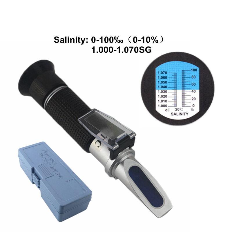 0 ~ 10%  saltindhold refraktometer saltmåler optisk salometer 1.000-1.070sg til akvarium saltvandstest