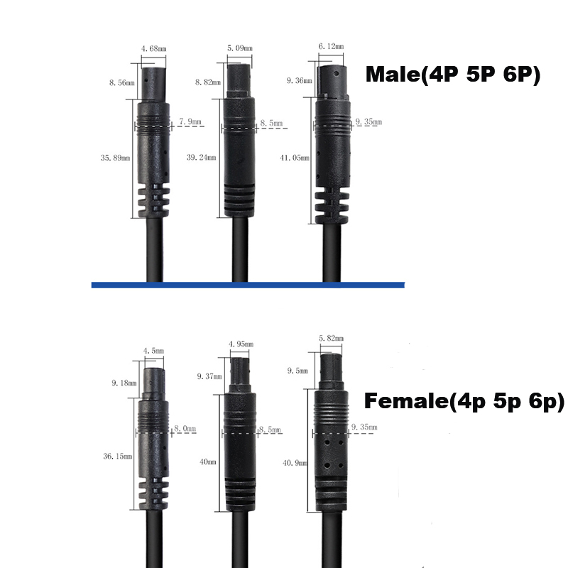 Cable macho a hembra de 4 pines, 5 pines, 6 pines, Cable de conector de extensión para cámara DVR de vehículo, Monitor HD, Cable de cámara de visión trasera