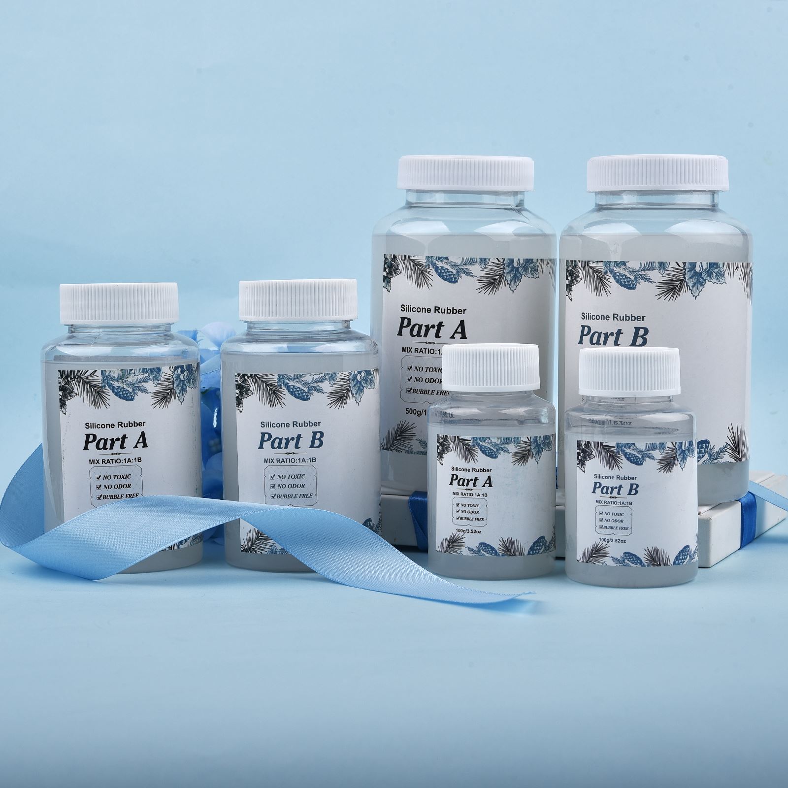 Kit de fabricación de moldes de silicona AB 1:1 para bricolaje, molde de curado rápido con pegamento, copia de goma líquida, patrón de objeto, 200/500g/1000g