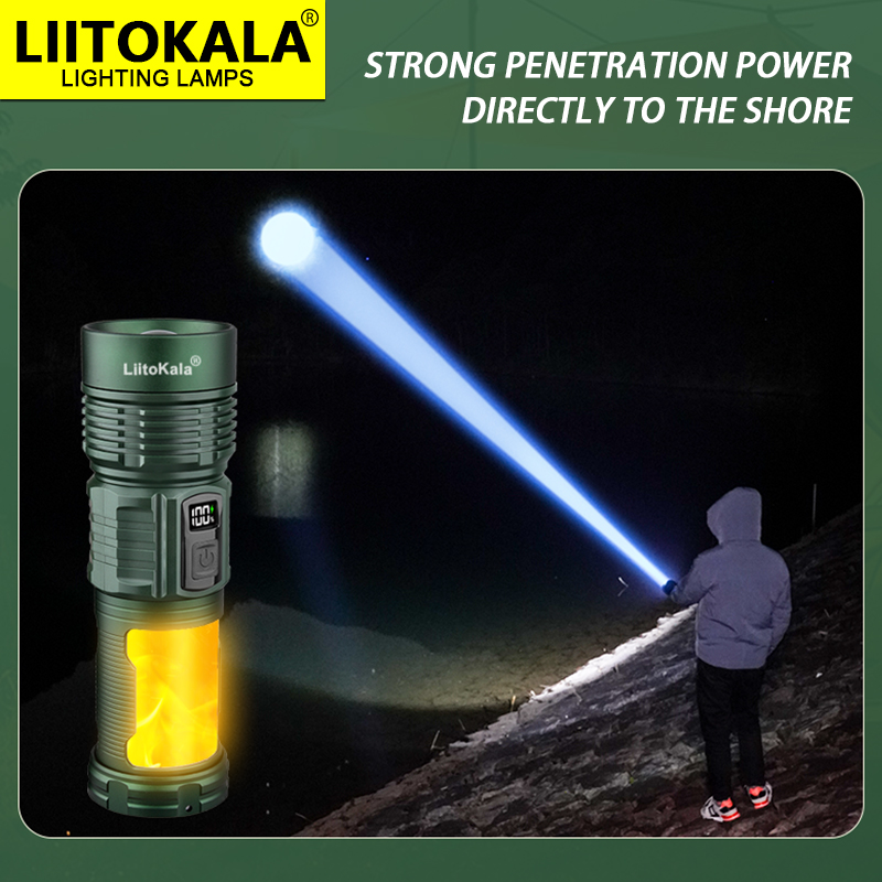 Liitokala lf -703 700lm 500m- strålet lommelygte, ipx 5 vandtæt, type-c campinglampe , 6 tilstande til vandreture, nødsituationer og overlevelsesudstyr