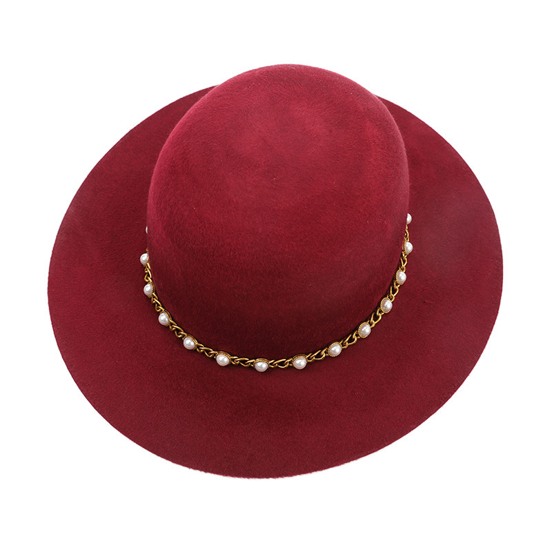 Naizaiga Maroon Hat women woolen big brim hat top hat felt hat . RM1