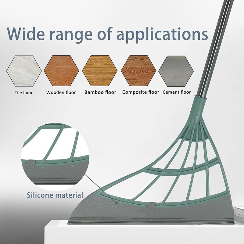 Escoba mágica telescópica para quitar la suciedad y el pelo, mopa de silicona para limpieza de suelo del hogar, puede barrer el agua con escurridor ajustable