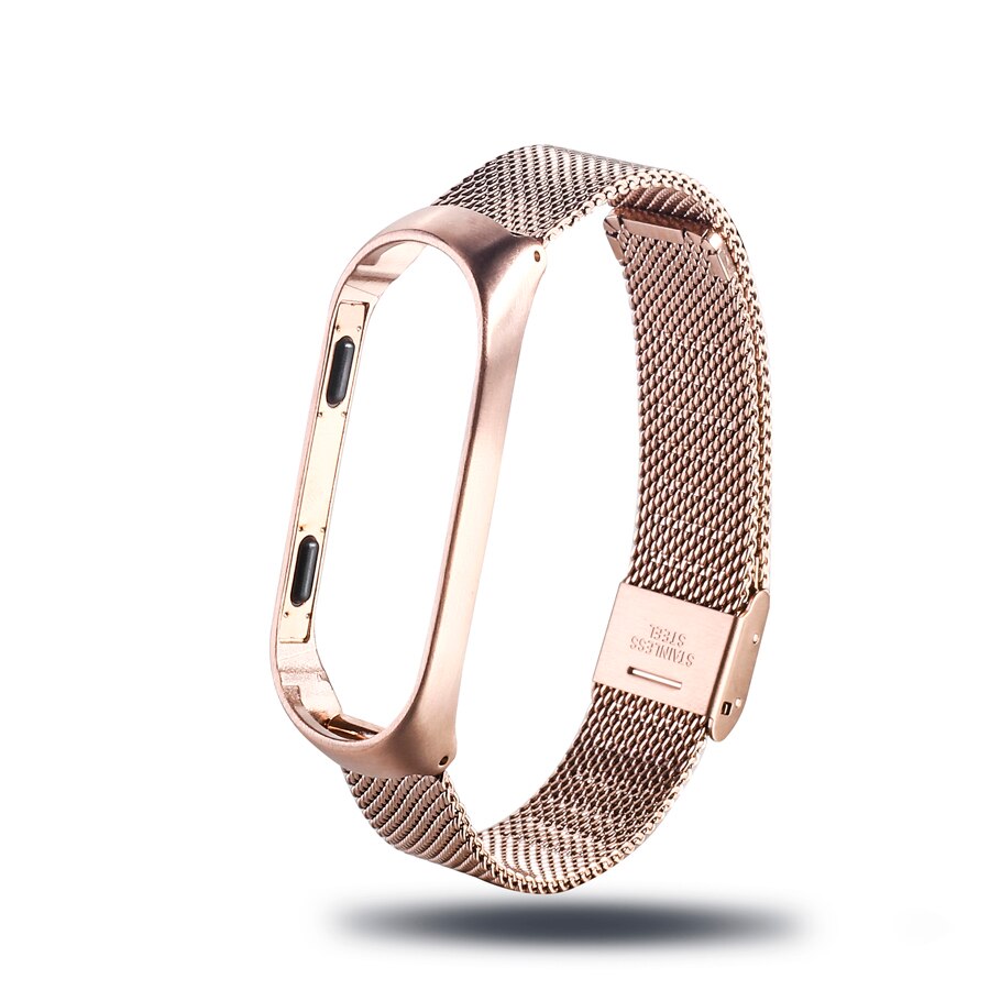 Mi band 4 Correa Metal acero inoxidable para Xiaomi mi Band 4 Correa pulsera mi band 4 accesorios correa de repuesto para reloj: rose-gold
