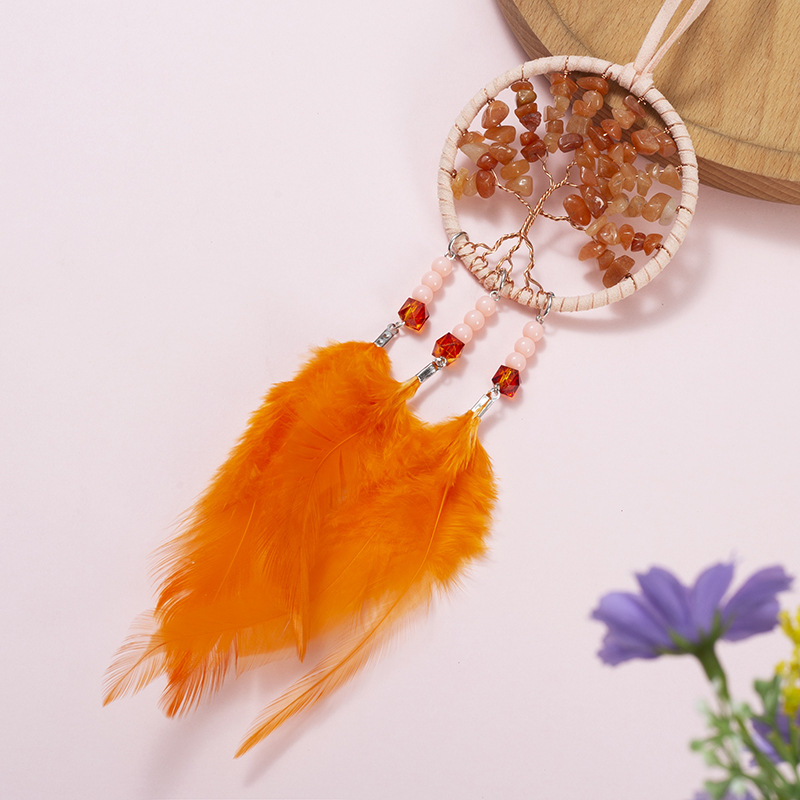 Cristalli Acchiappasole per auto Ornamenti appesi Pietre naturali artigianali Ghia Albero della vita Acchiappasogni Decorazioni per la casa nordica