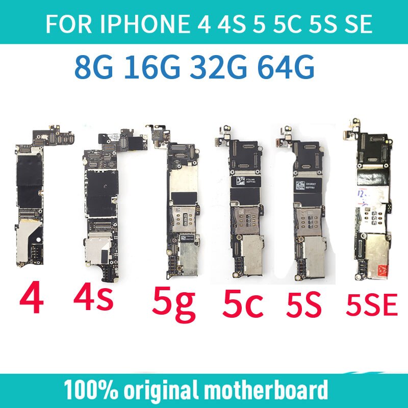 8GB /16GB /32GB for iphone 4 4S 5 5C 5S Motherboard with IOS System,Original unlocked for iphone 4S Mainboard with Full Chips