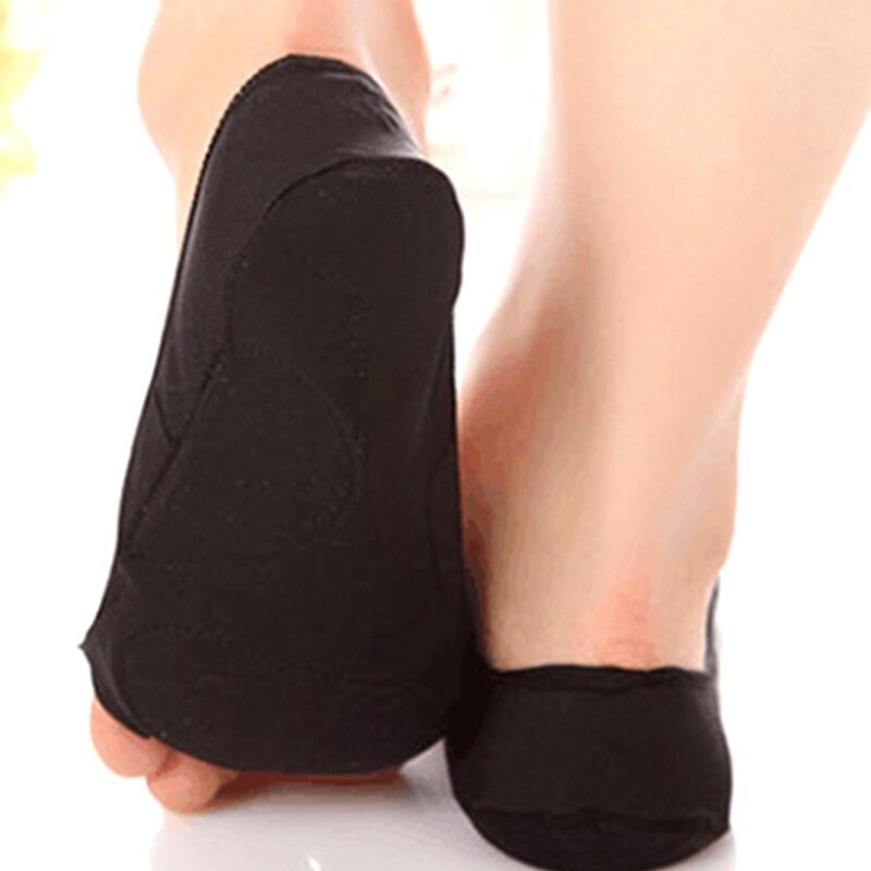 Fem tæer sokker usynlig fod åndbar massage sort kaki kvinder fingre pleje skridsikre usynlige sokker: Sort