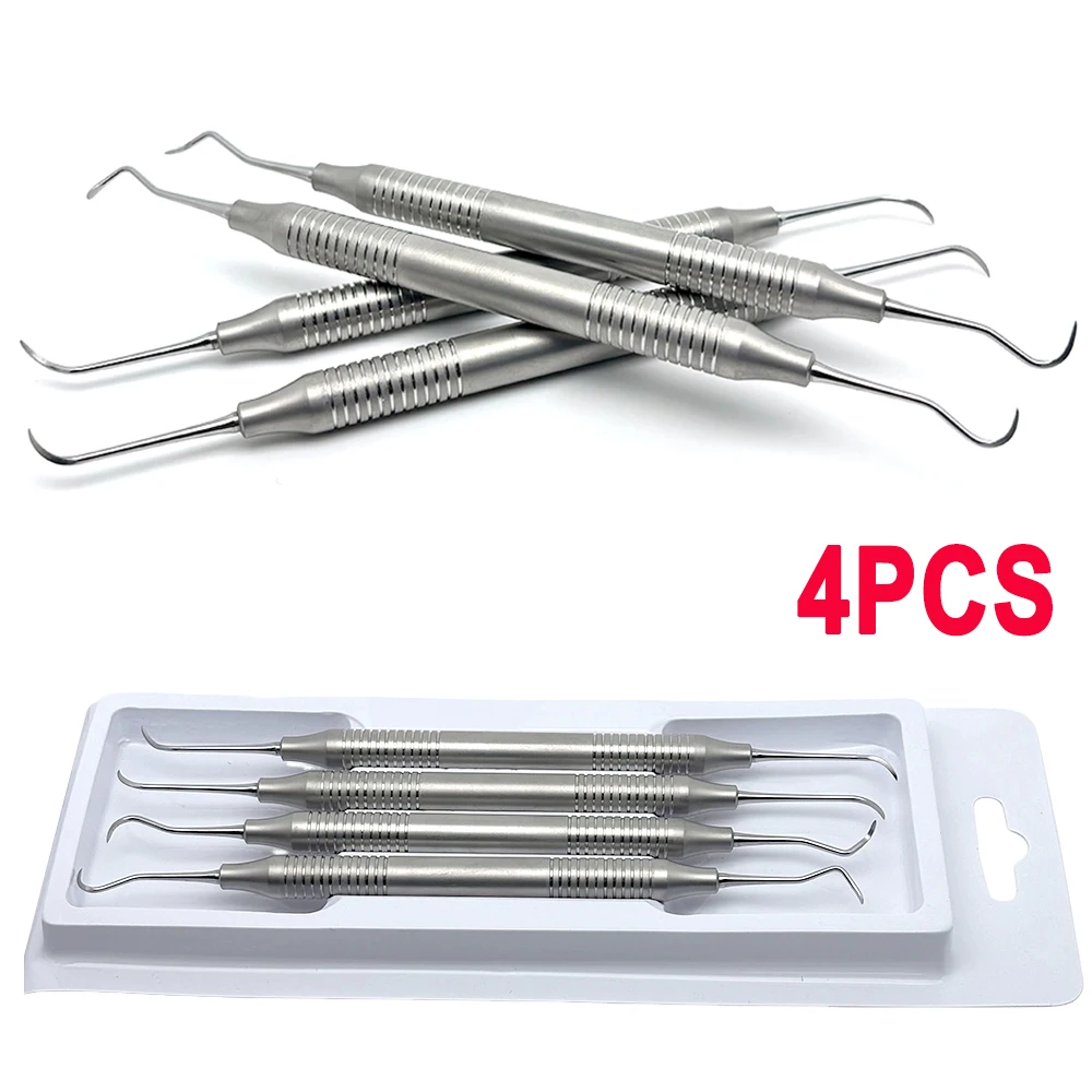 4Pcs/set Dental Tooth Scaler Kit Dental Double-Ended Teeth Cleaning Tool Stainless Steel Dentistry Instrument Tools