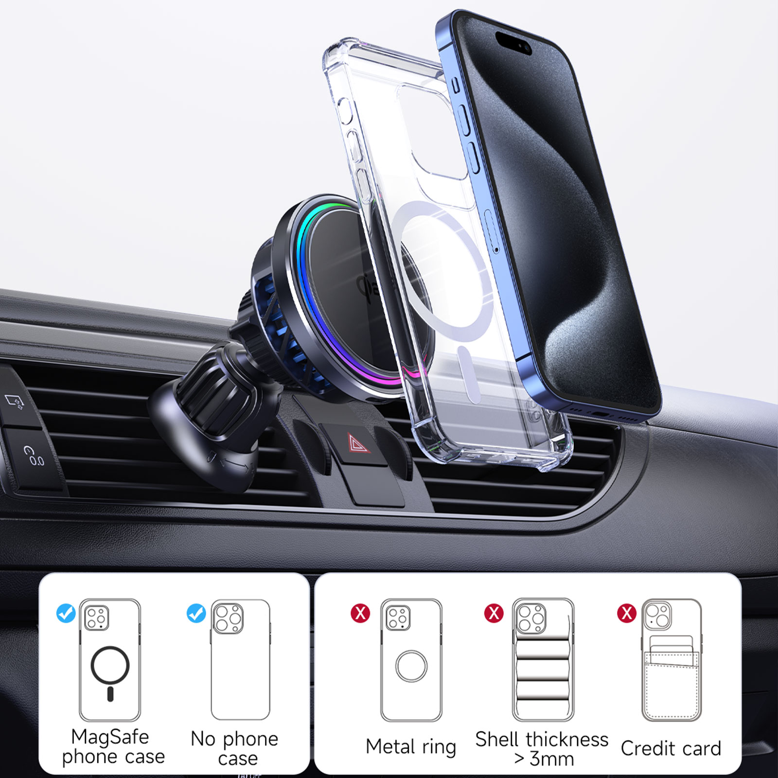 Chargeur sans fil magnétique Qi2 pour iPhone, support de téléphone de voiture, semi-conducteur, réfrigération, charge rapide 15W, 12, 13, 14, 15, 16