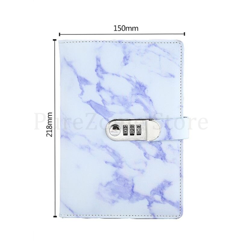A5 Marble Texture Notebook Password Lock Notebooks Leather Notepad Agenda Weeks