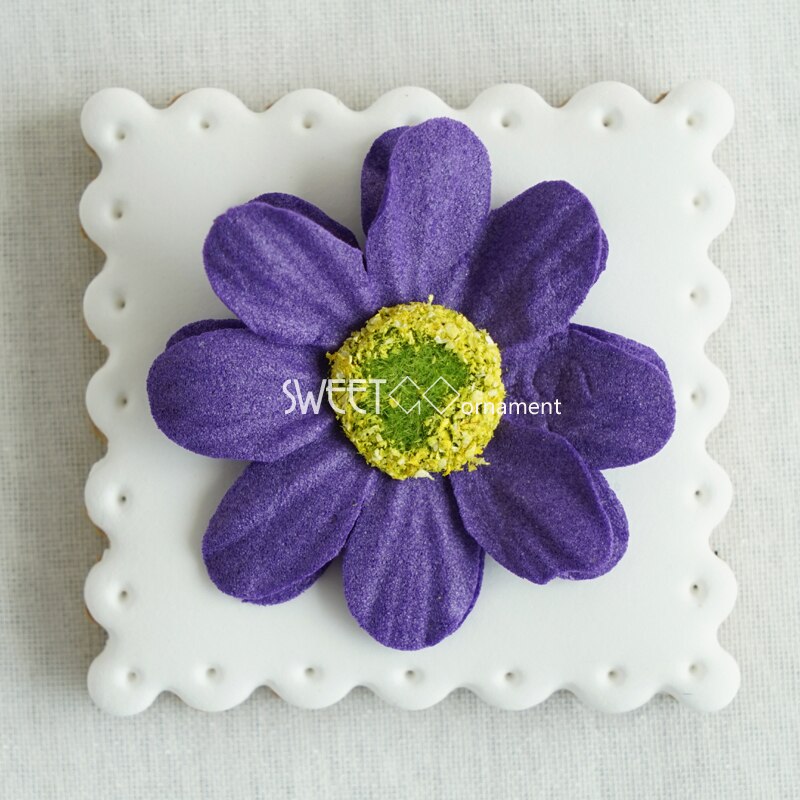 2 stks Simulatie fondant bloemen cookies Squared cookie cookies roze decoratieve cookies: Donker Kaki