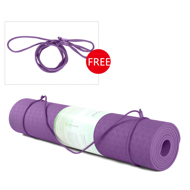 TPE Yoga Mat - 183x61x6mm - Position Line - Non-Slip - Beginner Fitness Pilates