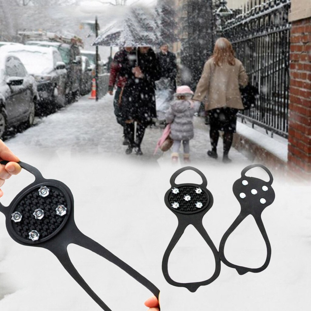 1 paire escalade glace Crampon 5 goujons anti-dérapant glace neige Camping marche chaussures Spike Grip hiver équipement de plein air