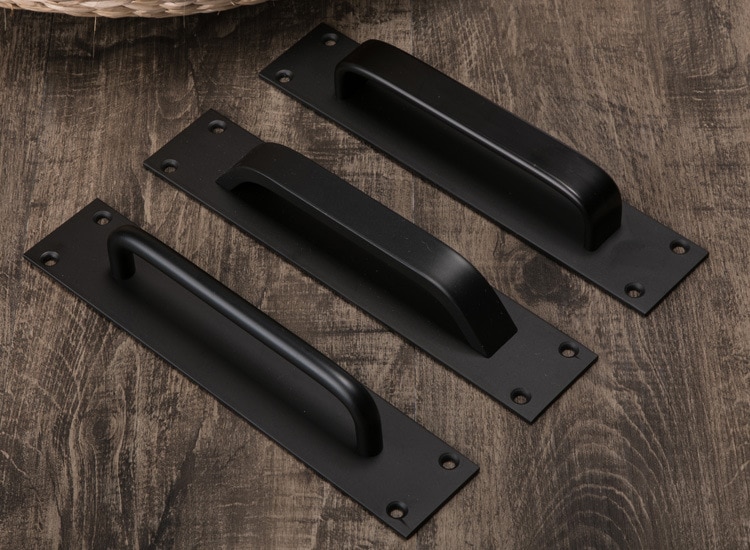 Mat aluminium Black Schuur Deur Handvat Schroef Pull Handvat voor Schuifdeuren Schuur Deur Closet Houten Poort Fire deurklink