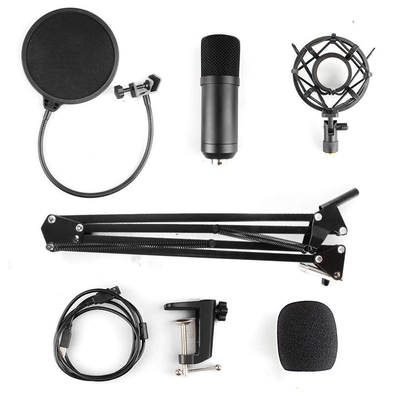Usb mikrofon kit usb computer cardioid mic podcast kondensatormikrofon med lydchipsæt til pc karaoke, youtub