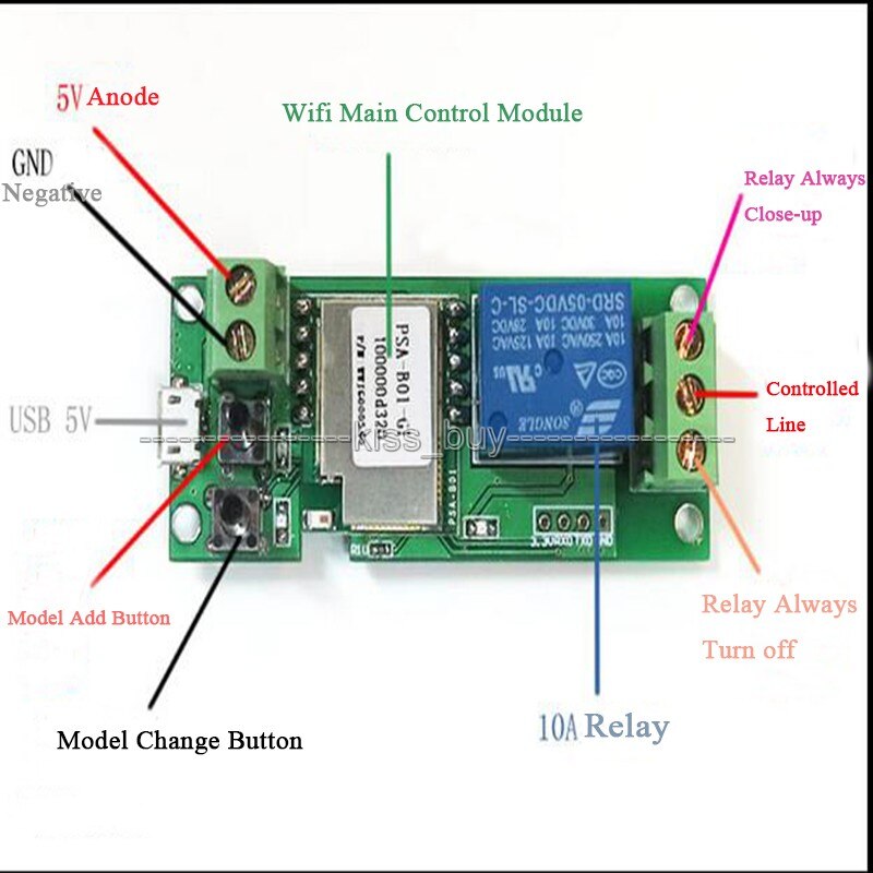 Sonoff WiFi inalámbrico interruptor inteligente relé Módulo 5 v para Smart Home Apple Android