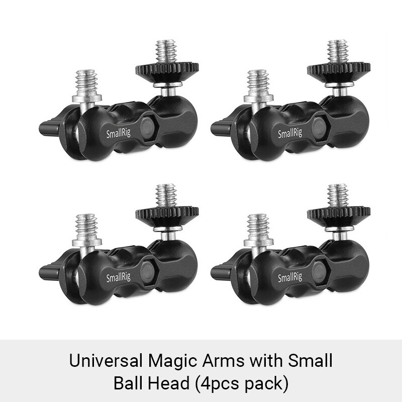 Smallrig universal magic arms com pequeno ballhead (pacote de 2 pces) para gaiola de câmera/placa superior/alça superior/monitor/luz de vídeo-2158: 4pcs