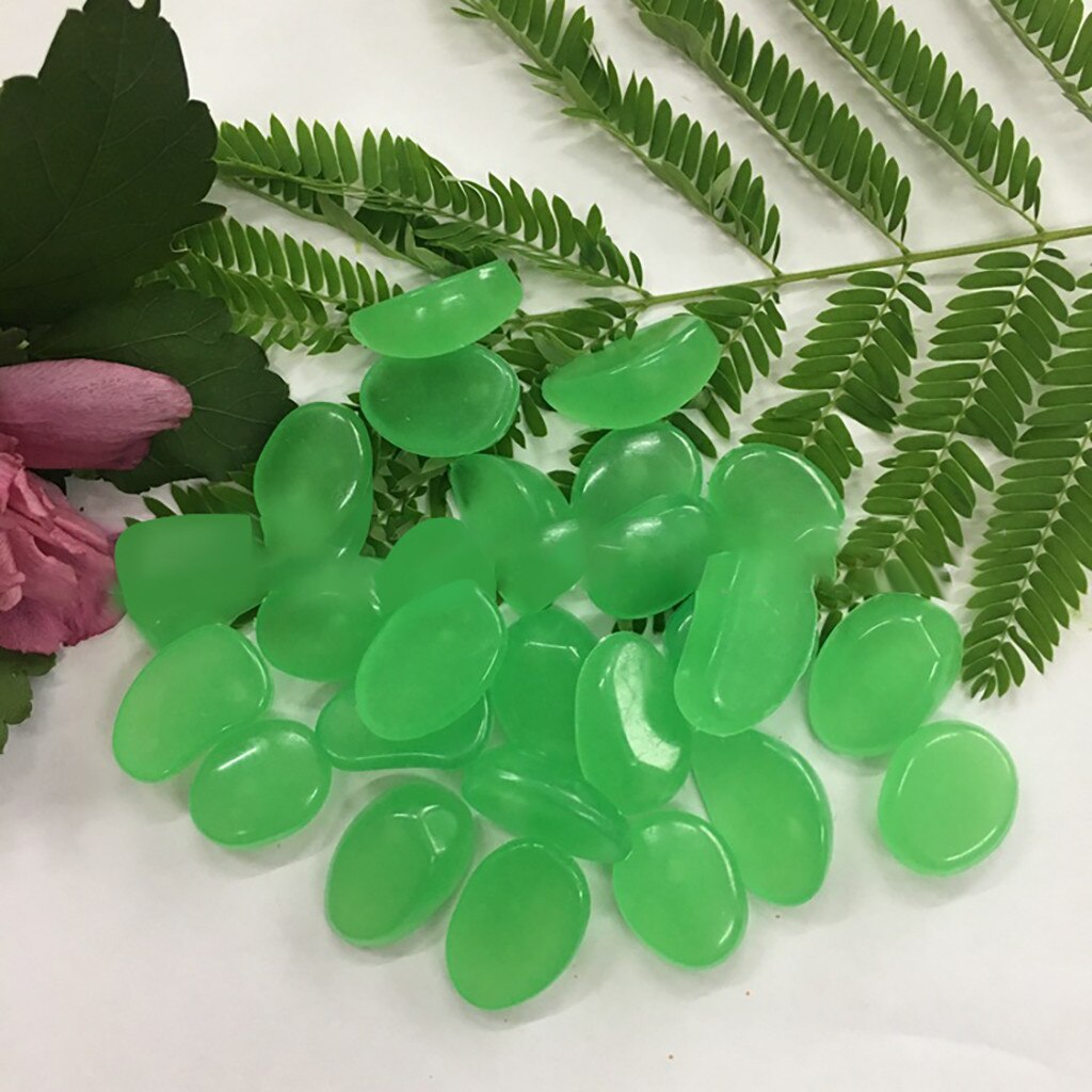 100Pcs Glow Dark Garden Pebbles Glow Stones Rocks for Walkways Garden Path Patio Lawn Garden Yard Decor Luminous Stones: Green