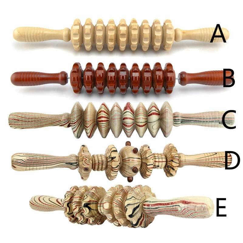 Yoga Meridian Rod Nine Fine Wheel Shaft Whole Body Massage Roller Pounded Waist Back Massage Neck Leg Wooden Massager