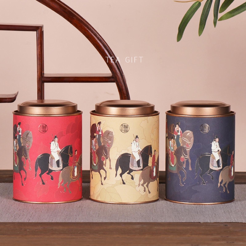 K1MF-recipiente redondo de lata para té, bote para hojas sueltas, azúcar, café con tapa hermética, utensilios de cocina de estilo chino