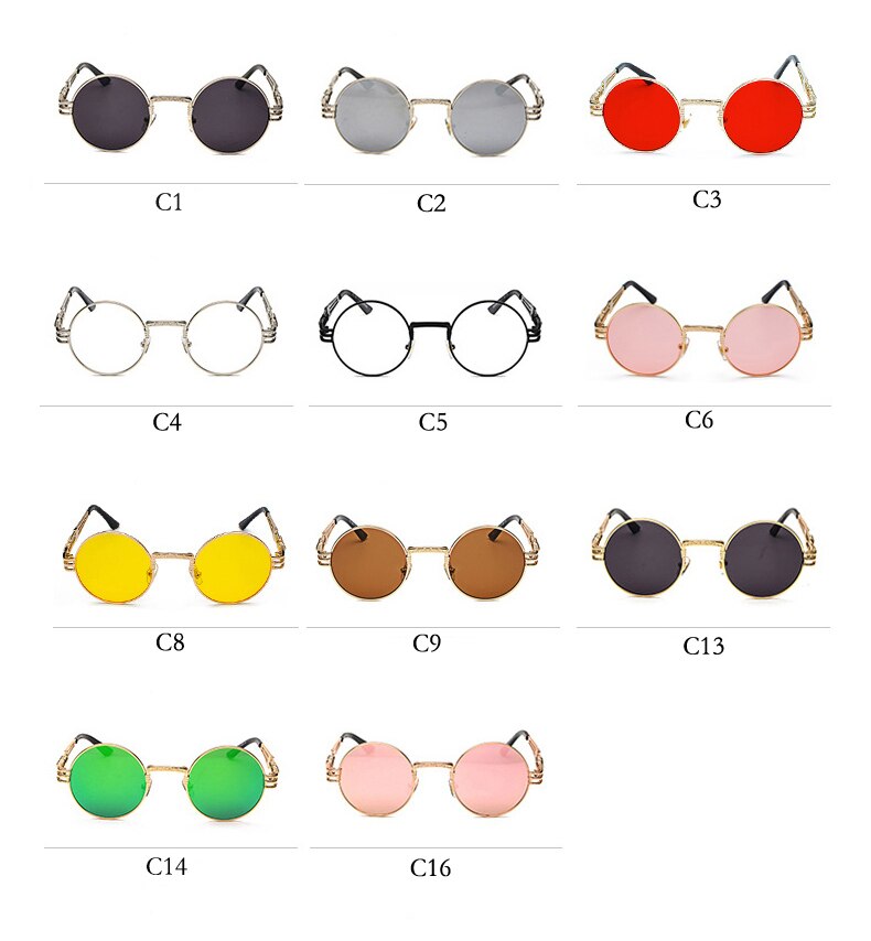 Vintage Retro Steampunk Zonnebril Bril Mannen Vrouwen Gothic Hippie Ronde Bril Uv Bescherming Bril