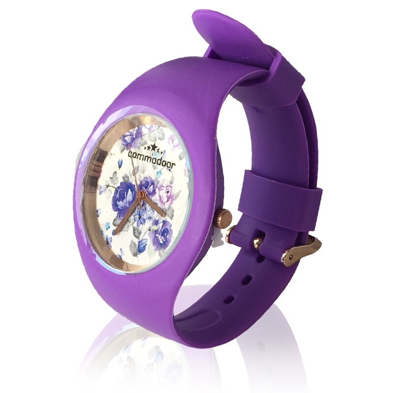 Armbanduhr Commodoor Fuchsie mit phantasie Blumen-