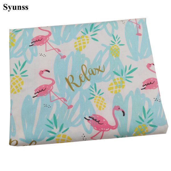 Syunss Diy Patchwork Doek Voor Quilten Wiegen Kussens Jurk Naaien Tissus Blauw Roze Flamingo Gedrukt Katoen Stof Tecido: blue / 40x50 cm