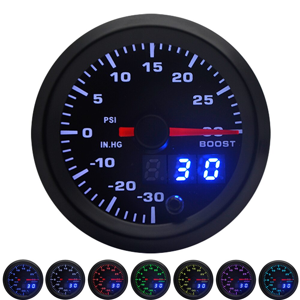 2 "52Mm 7 Kleuren Led Dual Display Boost/Water/Olie Temp/Olie Druk/Volt/Air Fuel Ratio/Egt/Toerenteller Auto Gauge + Gauge Pods: Water Temp