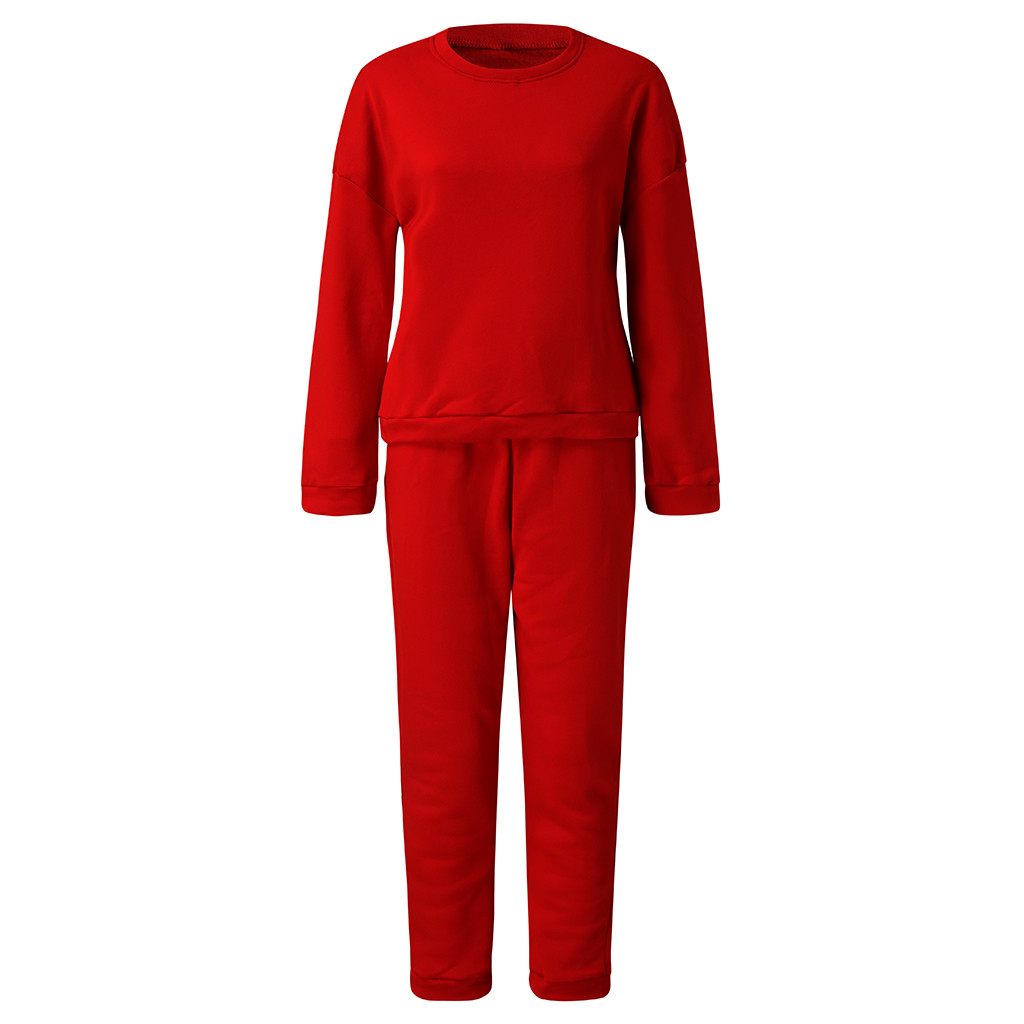 Conjunto deportivo sólido de manga larga de otoño para mujer, mallas deportivas azules para gimnasio, ropa deportiva sin costuras, conjunto de Tops y pantalones # g2: XL / Rojo